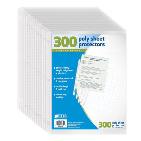 BETTER OFFICE PRODUCTS Sheet Protectors, Poly, 300 Sheets, 300PK 81650